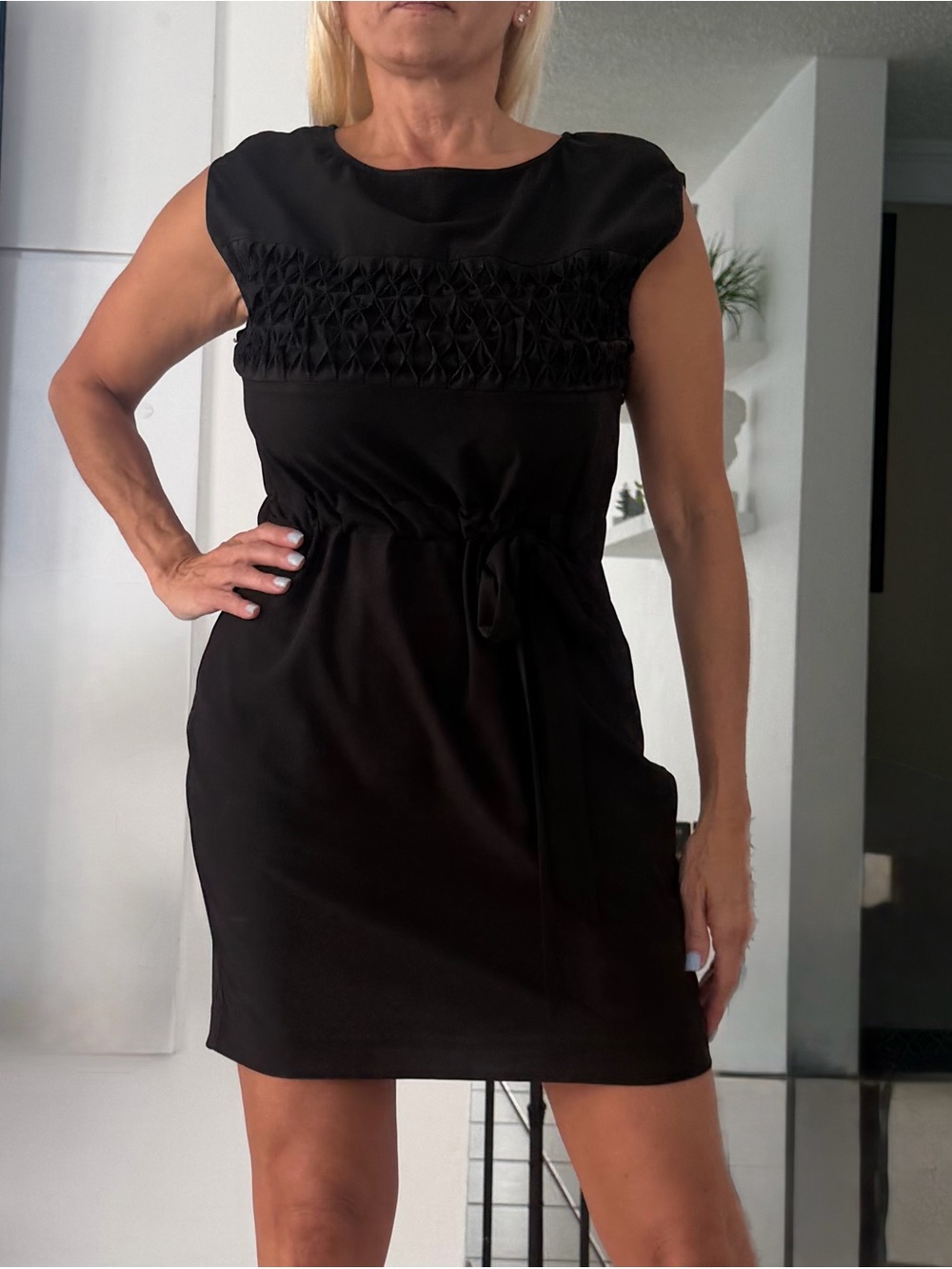 Ark & Co Black Sleeveless Mini Dress with Waist Tie